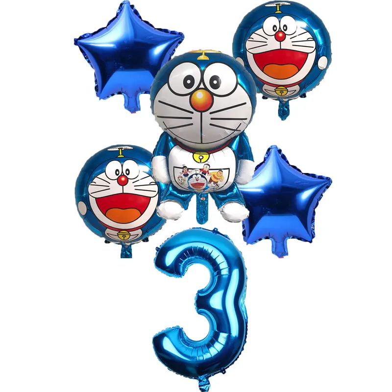 6 шт./компл. Doraemon 32 дюймов воздушные шары с номером музыкальная кошка Круглый гелиевый Свадебный шар Декор с днем рождения принадлежности для вечеринки воздушный шар