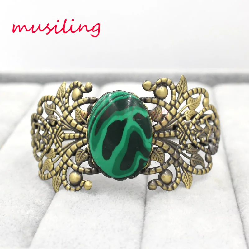 Musiling Jewelry винтажные бронзовые браслеты Малахитовый браслет украшения Западная