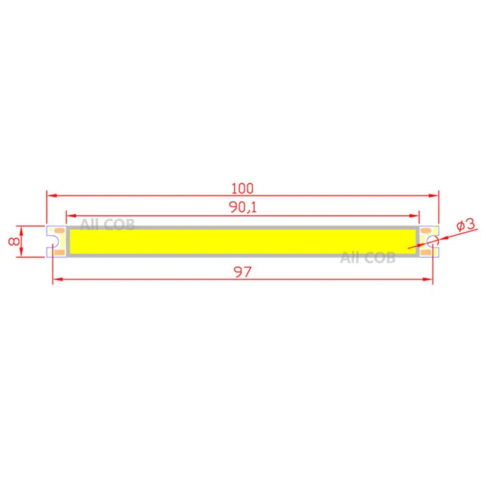 10pcs/lot bulk sale 100x8mm high bright LED Strip COB module Light Source 12V DC White Warm White 5W LED bar Bulb for DIY lamp