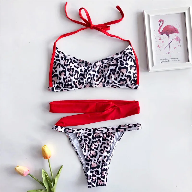 Bikinx бандажный купальный костюм с пуш ап женский купальник красный Леопардовый