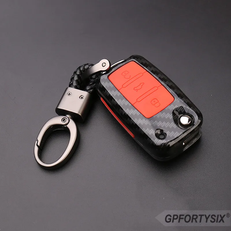 Чехол для автомобильного ключа из углеродного волокна Volkswagen VW Passat CC POLO Golf jetta CrossFox Plus Eos Scirocco Beetle Skoda