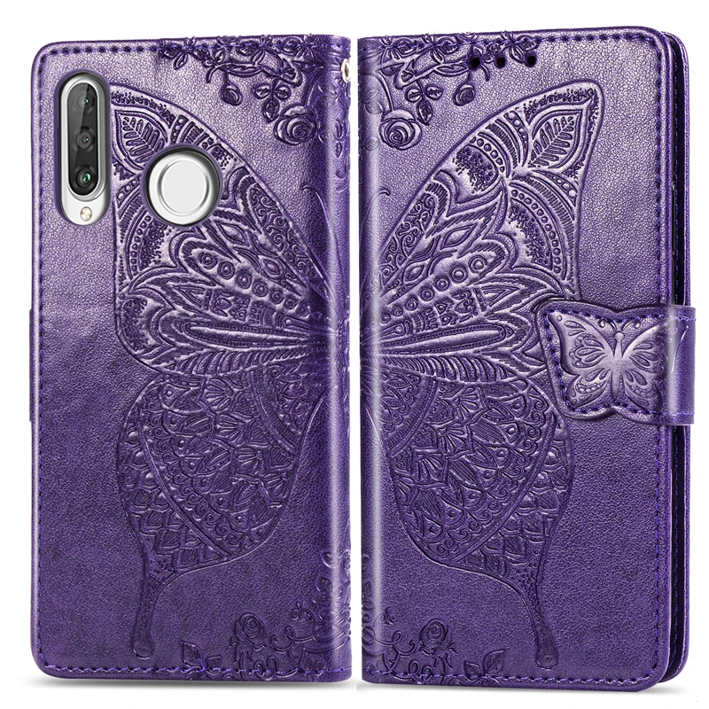 Чехол книжка с 3d бабочкой для Huawei P30 P20 Lite P Smart Y6 Y7 Pro Y9 2019 Y3 Y5 2018 Honor 7A 8A Mate 20 Nova 4