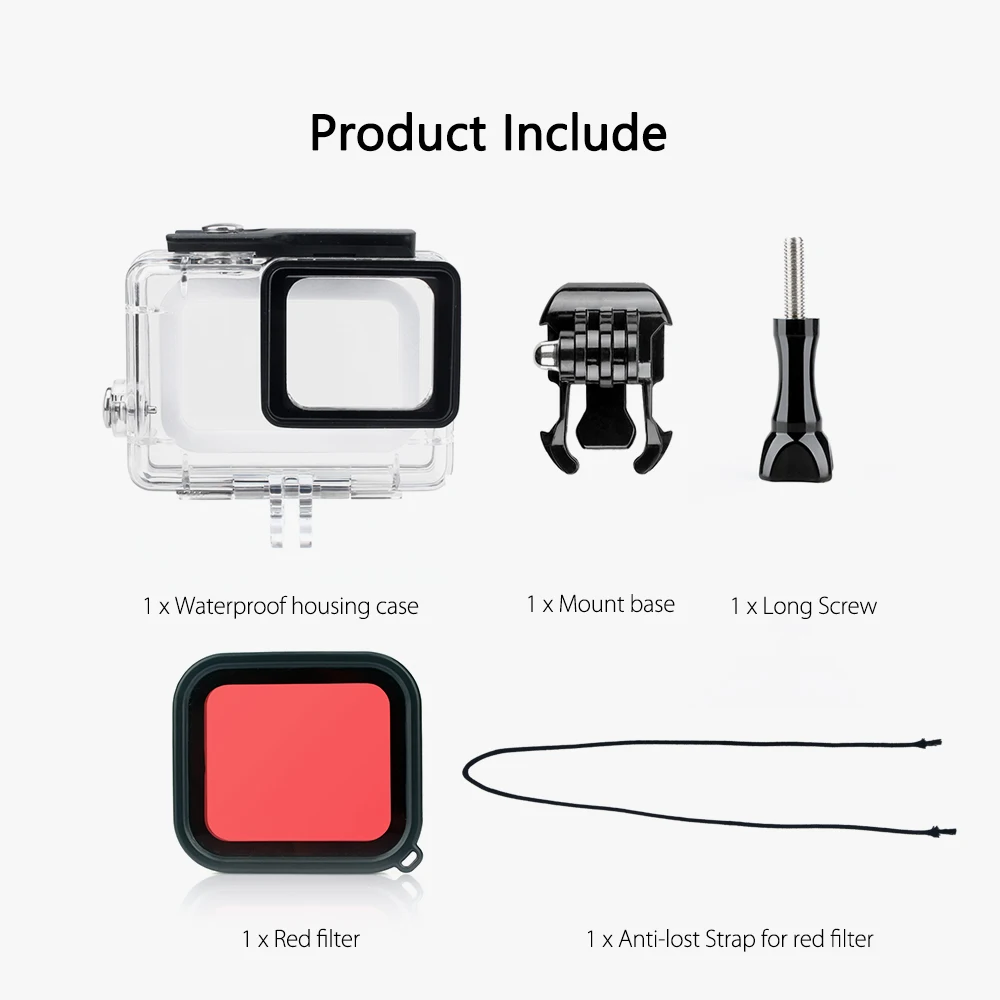 Vamson для GoPro Hero 7 черный 6 5 водонепроницаемый чехол и крепление на основание защитный красный фильтр 45 м глубокий дайвинг защитный чехол для Gopro