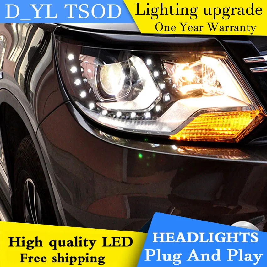 

D_YL Car Styling for VW Tiguan Headlights 2013-2015 Tiguan LED Headlight DRL Lens Double Beam H7 HID Xenon bi xenon lens