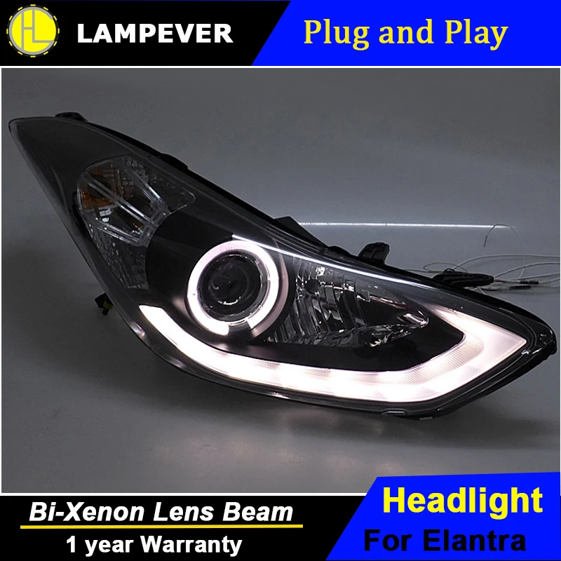 Lampever Styling for Elantra MD Headlights Sonar LED DRL Lens Double Beam H7 HID Xenon Car Accessories | Автомобили и мотоциклы