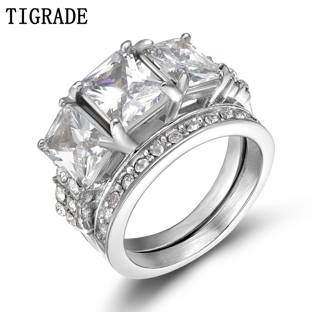 Набор Колец Tigrade из нержавеющей стали золотого и серебряного цвета Женское