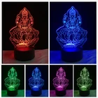 Популярные четыре рисунка от руки Будды, 3D ночник, LED 7 цветов, градиентная Illusion, домашний лампочка, детский Декор для сна