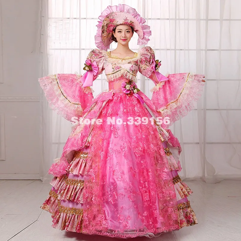 Высококачественный розовый королевский корт Рококо Мария Антуанетта Платье для