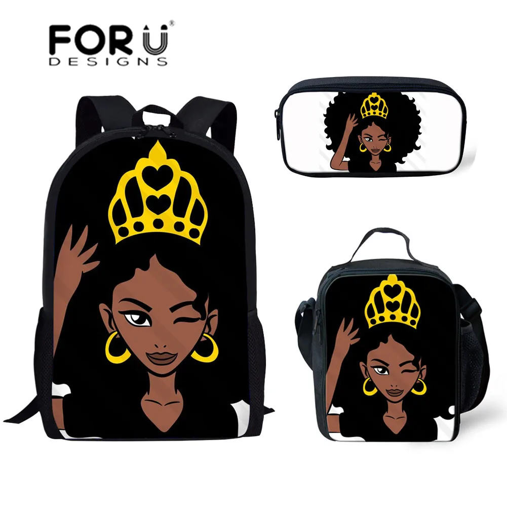 FORUDESIGNS черный Королевский афроамериканский женский рюкзак с принтом для девочек