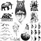 Временные тату-наклейки OMMGO с изображением милого черного горного медведя, водостойкие тату-наклейки на руку с изображением леса, парусного корабля, тату на заказ, боди-арт