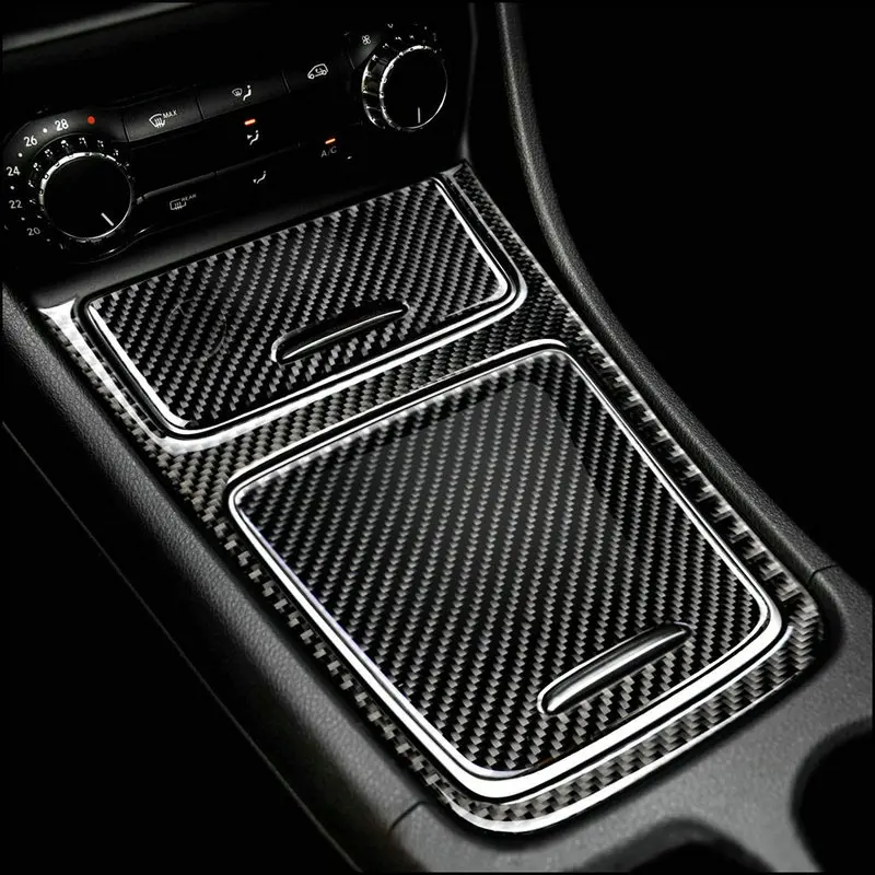 Автомобильный Стайлинг для Mercedes Benz A GLA CLA Class W176 W246 X156 C117 Автомобильная центральная консоль коробка для хранения углеродного волокна декоративная крышка - Название цвета: Черный