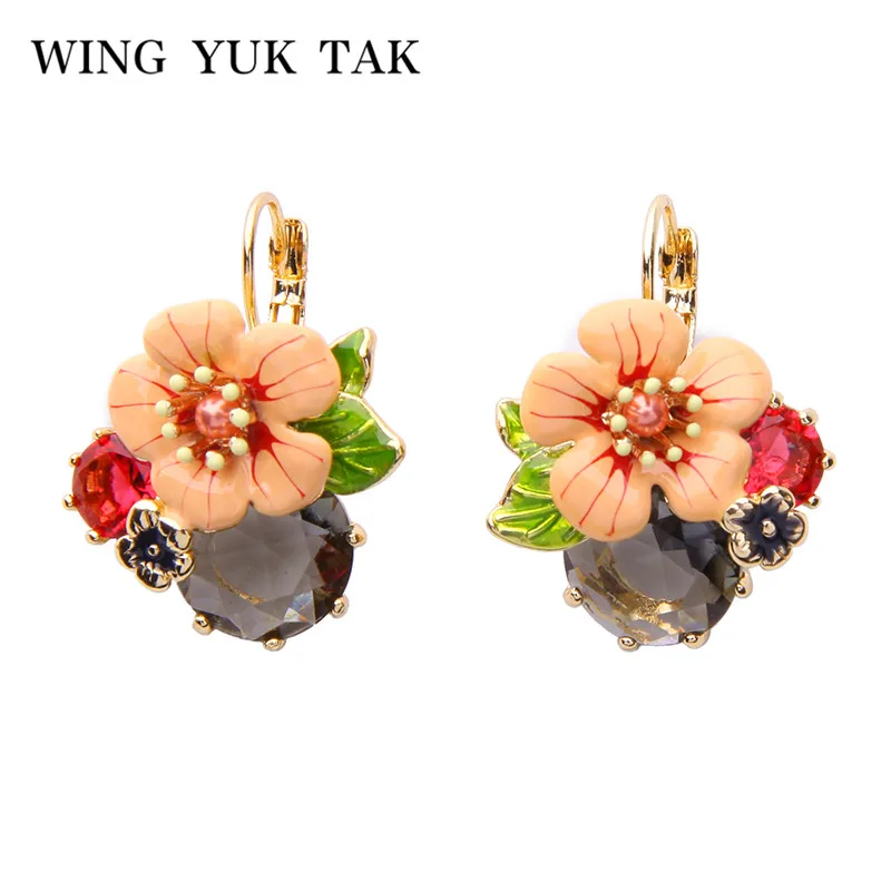 Модные Разноцветные эмалевые серьги в виде цветов для женщин гвоздики стиле бохо