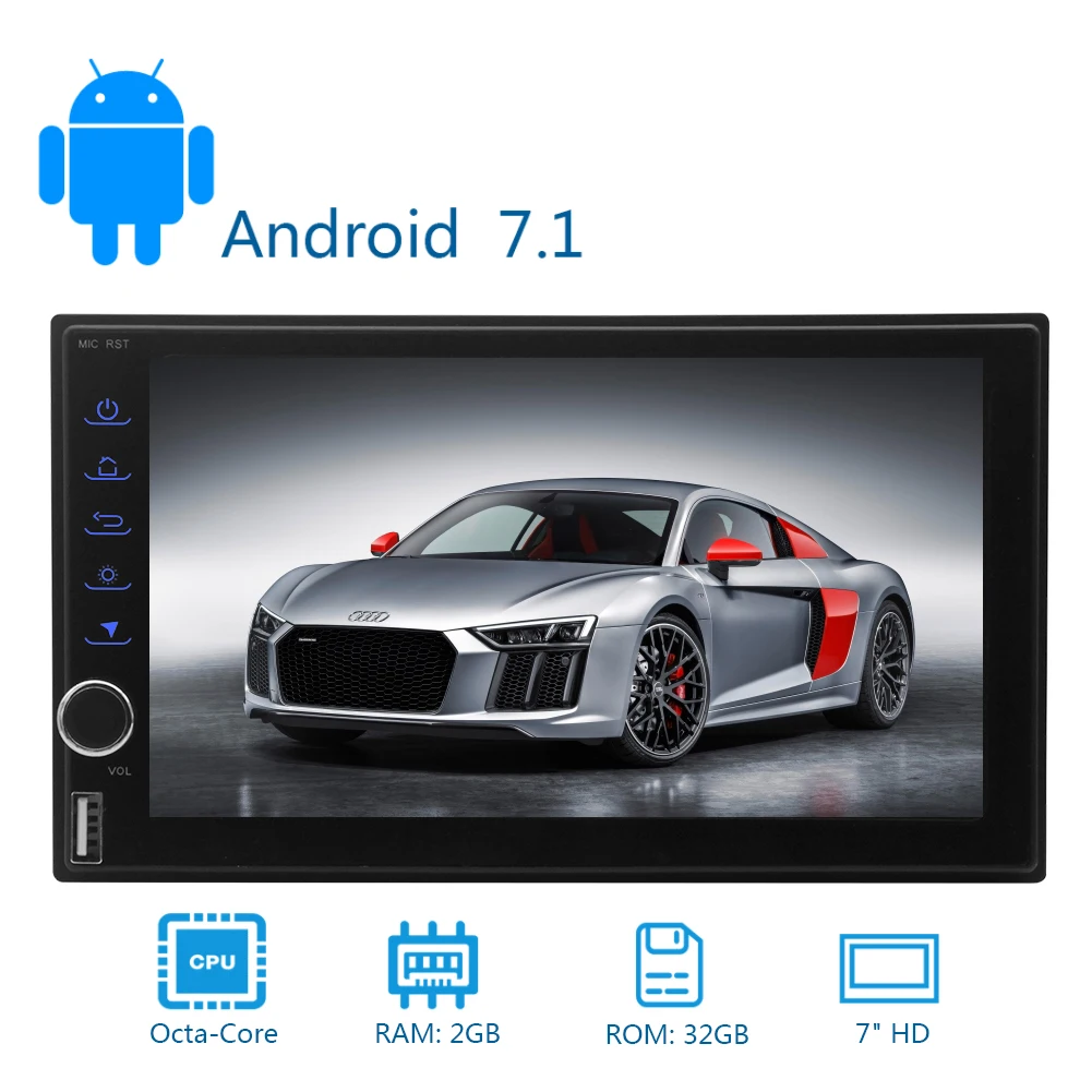 7 &quotсенсорный экран Android 1 Nougat Autoradio Восьмиядерный 2G RAM 32G ROM GPS автомобильный стерео