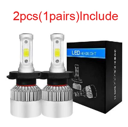 Из 2 предметов 72W фары для 8000LM 6500K H4 H1 H3 турбо светодиодный фар автомобиля H7 H8 H9 H11 H27/880/881 9005 HB3 9006 HB4 9007 светодиодный противотуманный свет лампы - Испускаемый цвет: 1pairs(2pcs Include)