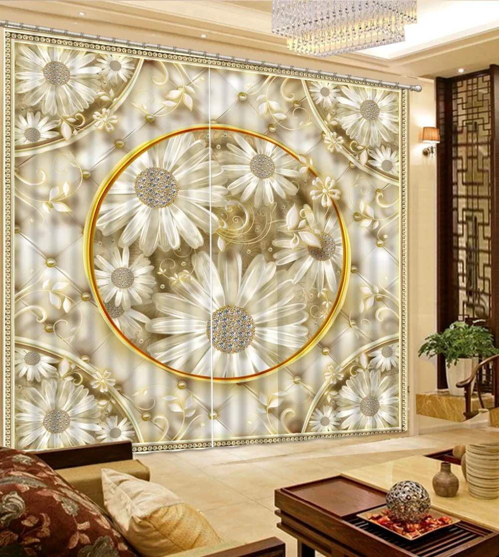 

2019 Euporean pattern Blackout Window 3D Curtains For Bedding room Modern Livingroom Curtains