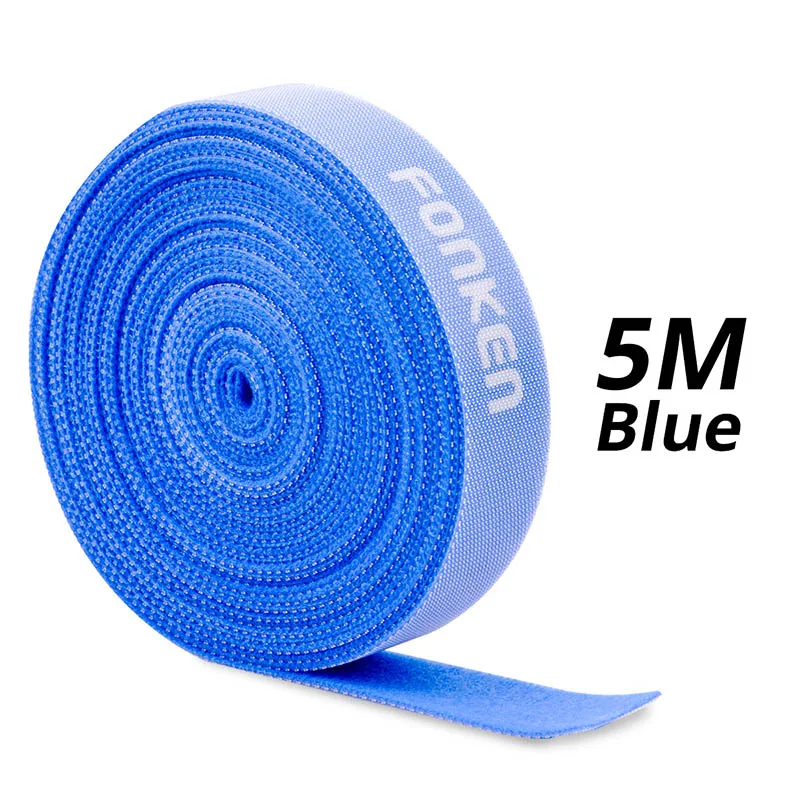 Blue 5m Velcro FONKEN Кабельный органайзер провода моталки мышь Галстуки клип протектор наушники управление провода AUX HDMI шнур для iPhone Xiaomi USB кабель - Цвет: Blue 5m Velcro