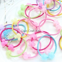200pcs ponytail holder hair elastic tie with kawaii flower scottie dogmouse lucited beaded mix set