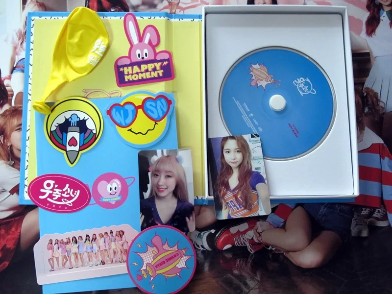 Подписанный WJSN autographed первый альбом Happy Moment CD + Фотокнига подписанный постер
