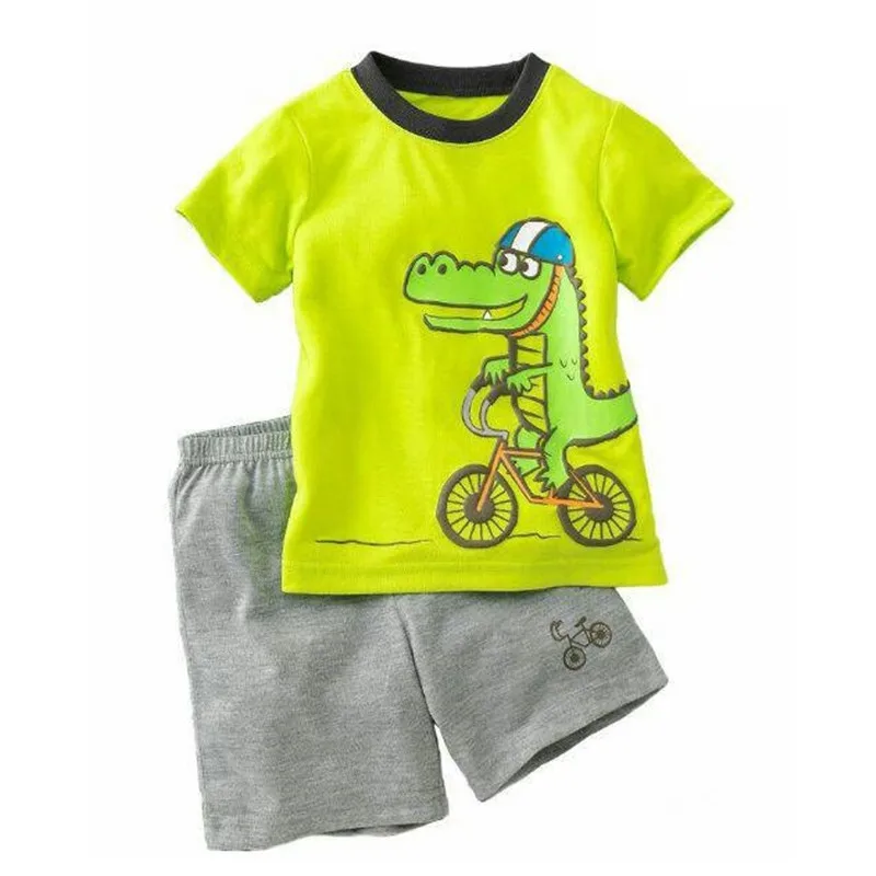 Green Crocodile Baby Boy Clothes Set Bike Children Tee Shirts Pants Suits Kids Outfit 100% Cotton Tops Panties 2 3 4 5 6 7 Years |