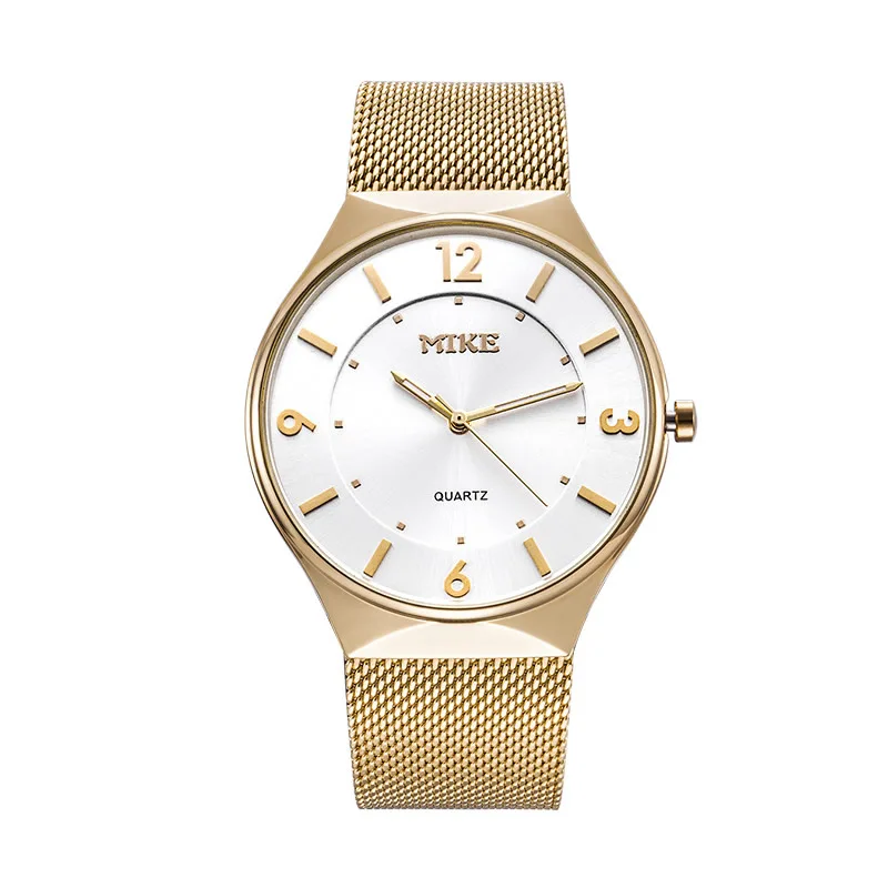 Mike Брендовые мужские модные повседневные часы из нержавеющей стали с сетчатым