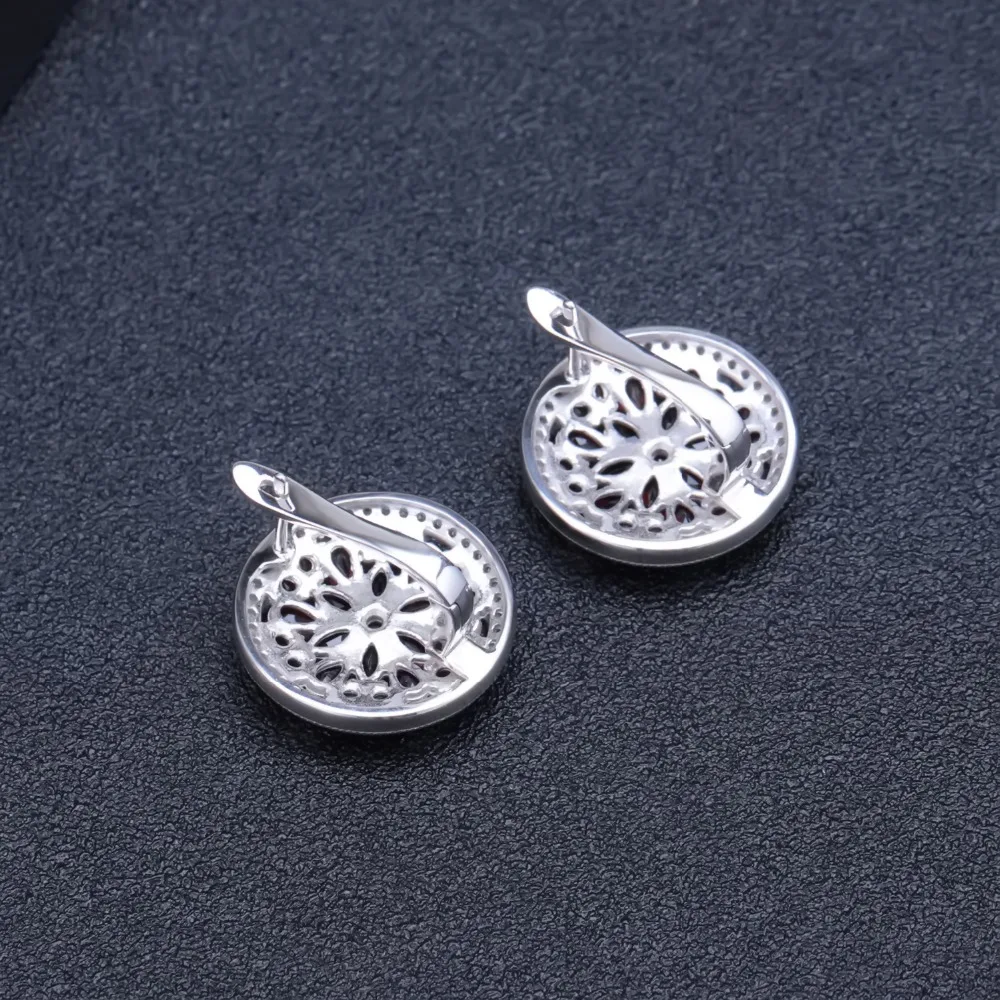 Женские серьги-гвоздики из натурального красного граната, 7.76Ct, 925 пробы, серебряные, для свадьбы, хорошее ювелирное изделие