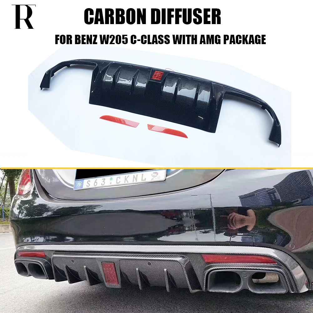 Difusor de parachoques trasero de fibra de carbono, estilo B, para Benz W205 Sedan S205 Wagon C180 C200 C300 C43 C63 C63s AMG 15-21