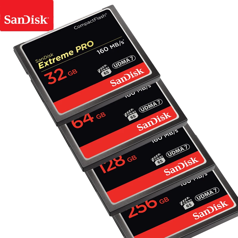 100% sandisk Extreme Pro CF карт 64 Гб оперативной памяти 32 встроенной 128 ГБ 256 карта Compactflash до
