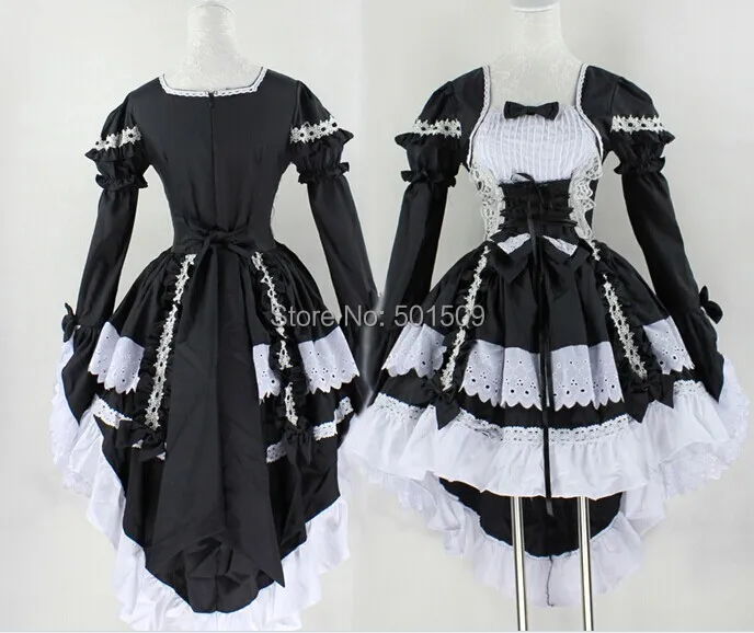 Платье с длинным рукавом для косплея черного/розового цвета Платье с длинным рукавом для косплея черного/розового цвета