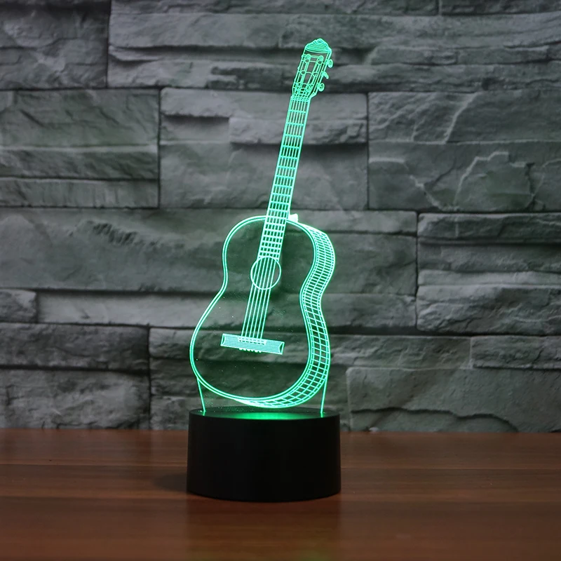3D Оптическая иллюзия LED гитара ночник 7 цветов Изменение декор комнаты свет