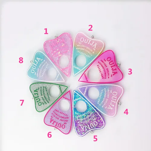 10 шт. 42*60 мм Ouija Planchette Амулеты с плоской задней частью кабошоны из смолы блестящие аксессуары для ожерелья Кулон DIY - Окраска металла: silver hook