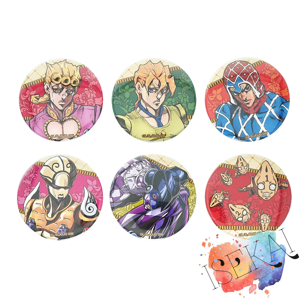 JoJos Bizarre Adventure Golden Wind Anime Vento Aureo Giorno Giovanna Guido Mista Pannacotta Fugo Stand Metal Badge Pins