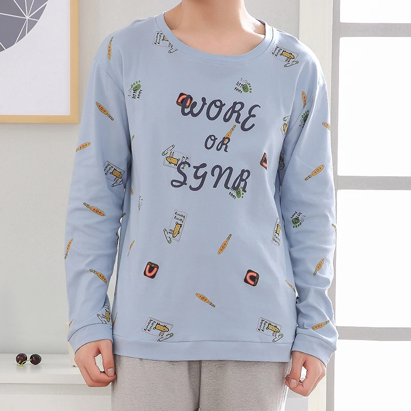 Hot Selling Brand Cotton Long Sleeve Couple Pajama Sets Masculine Mens Sleepwear Sexy Men's Sleep&Lounge Pajamas Home Clothing |