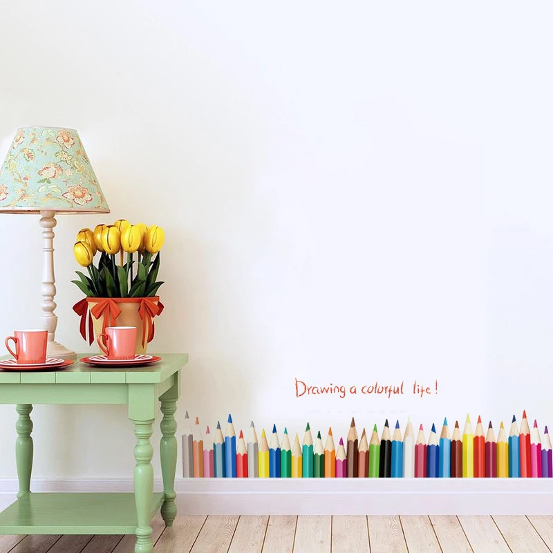 4 стиля красочных карандашей плинтуса наклейки на стену для детской комнаты