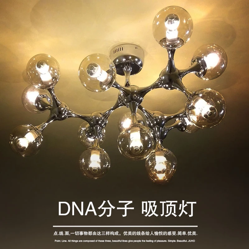 

modern blown glass ball Molecular chandelier lighting chandeliers hand for dining room 110V-260V Living room lobby lighting
