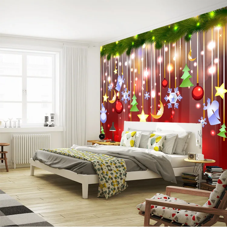 Большая фреска с рождественским подарком фестиваль 3d настенные фрески обои для