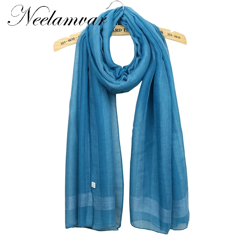 Neelamvar fashion stripe viscose scarf women long soft spring shawls best gift for ladies brand scarves echarpe | Аксессуары для