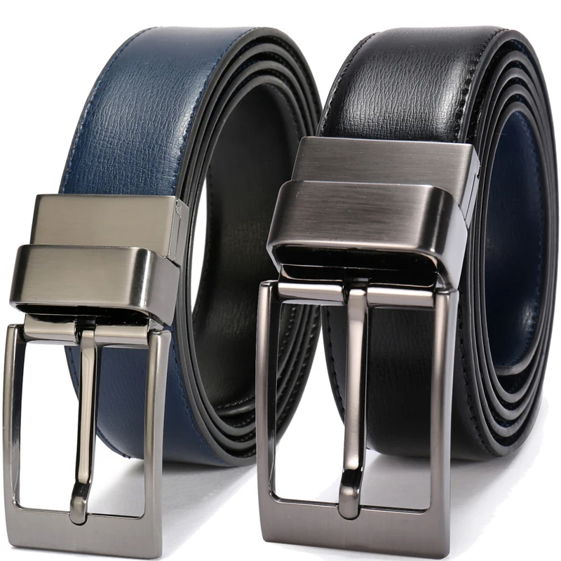New Fashion Male Reversible Leather Belt Men Business Trouser Belt Genuine Men Leather Belts For Jeans 85cm To 160cm