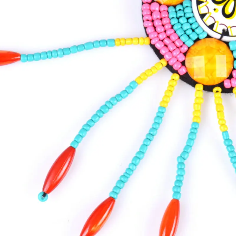 Ручной работы вышивка бисера ожерелье Этнический узор Бисероплетение большое