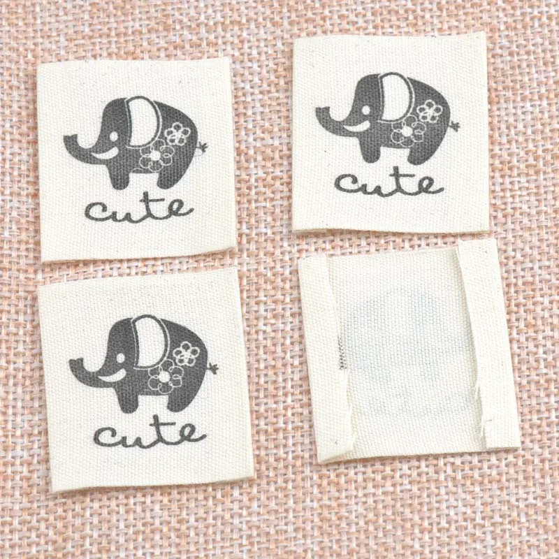 50 шт. бежевые тканые этикетки для одежды ухода с рисунком слона одежда сумки