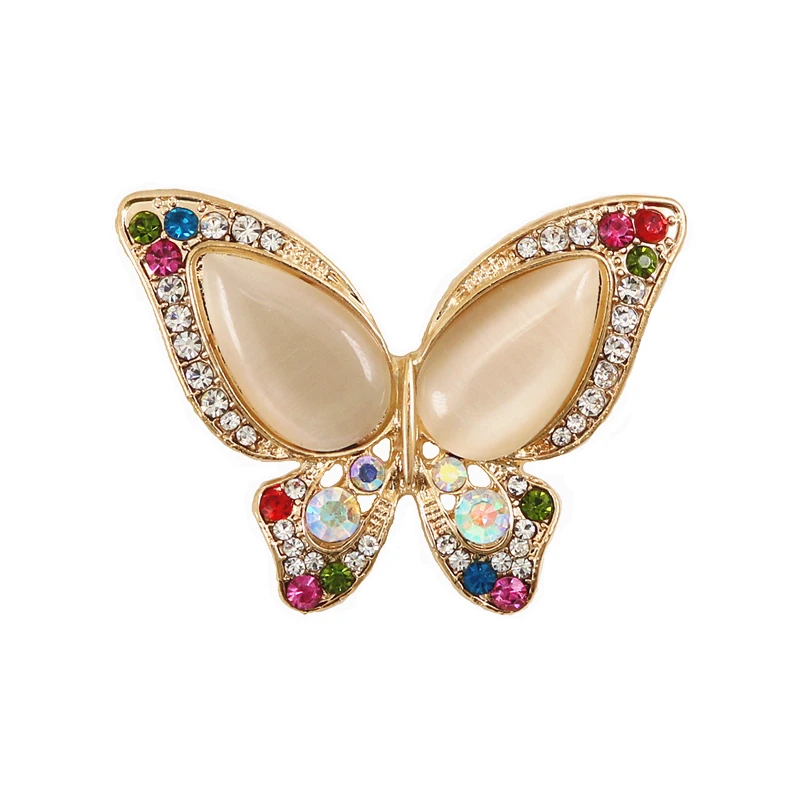 OneckOha Опал Камень Бабочка Броши Несколько Цвет горный хрусталь животных Pin Для