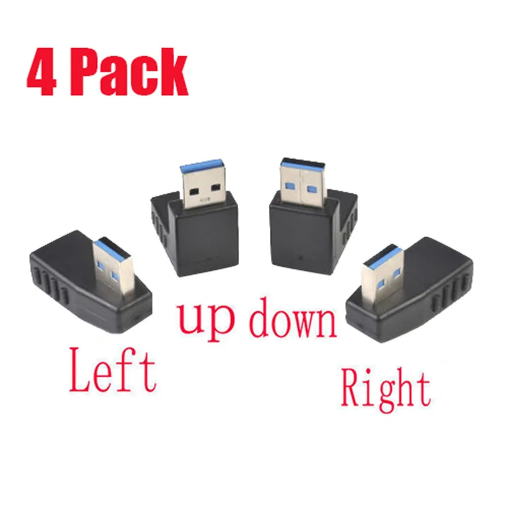4 шт./упаковка Удлинительный Кабель USB 3 0 A папа-Мама адаптер под прямым углом 90