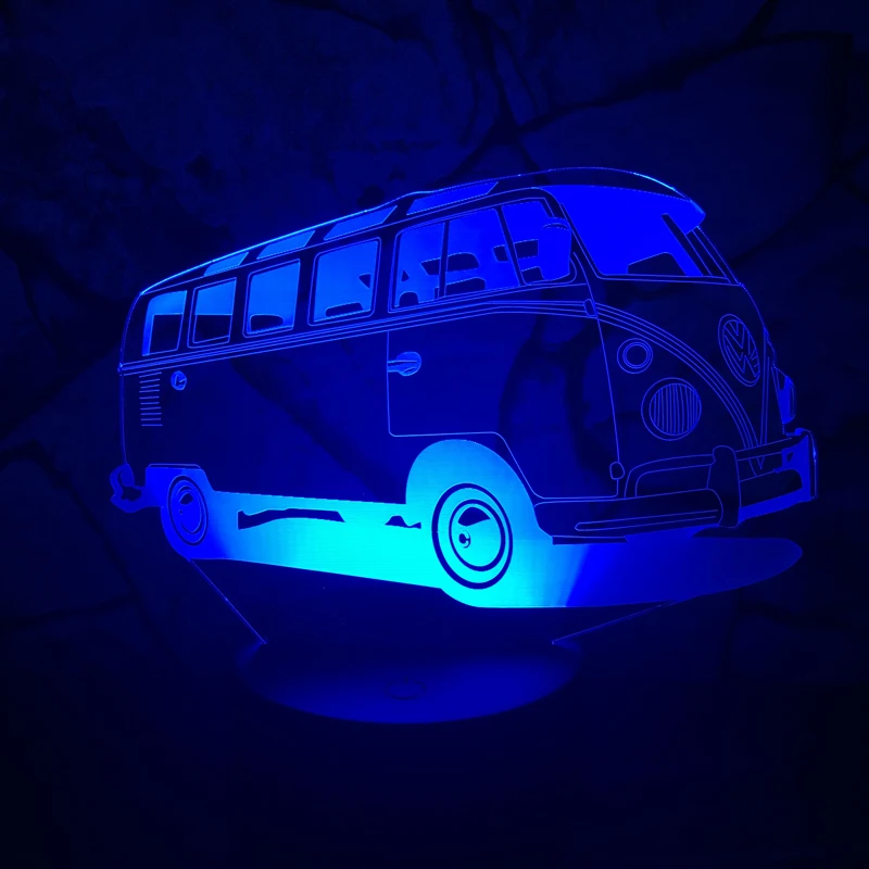 3D Lamparas няня автомобиль автобус 7 цветов Изменение градиента RGB Ночной светильник Иллюзия спальня прикроватная лампа Декор для детей рождественские игрушки подарки