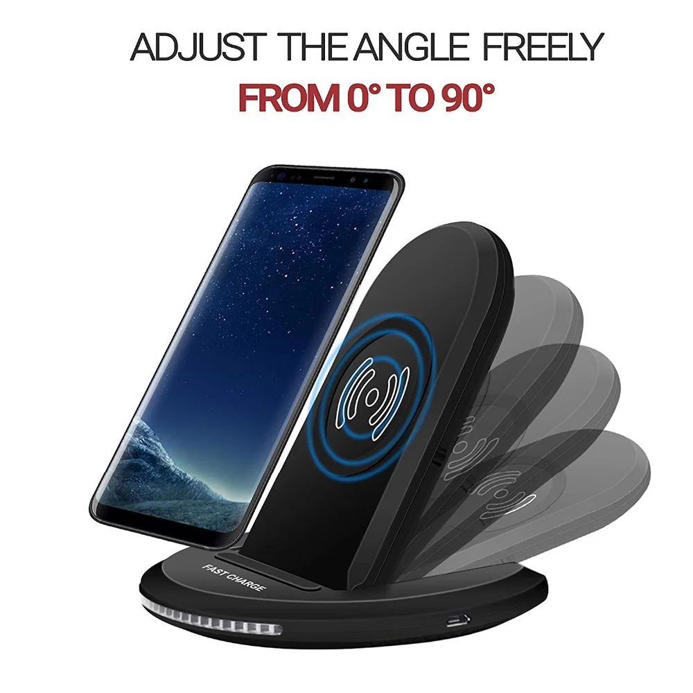 Беспроводное зарядное устройство PORTEFEUILLE Qi 10 Вт подставка для Samung Galaxy S9 S8 S7 S6Edge S10 Note 8 9 7 5 быстрая зарядка