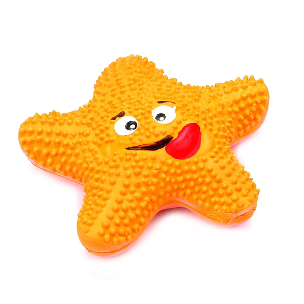 Yellow HACHIKITTY безопасные натуральные резиновые игрушки для собак Краб паук Морская звезда формы жевательные Игрушки для маленьких щенков интерактивные питомцы игровые игрушки ZK0012 - Цвет: Yellow