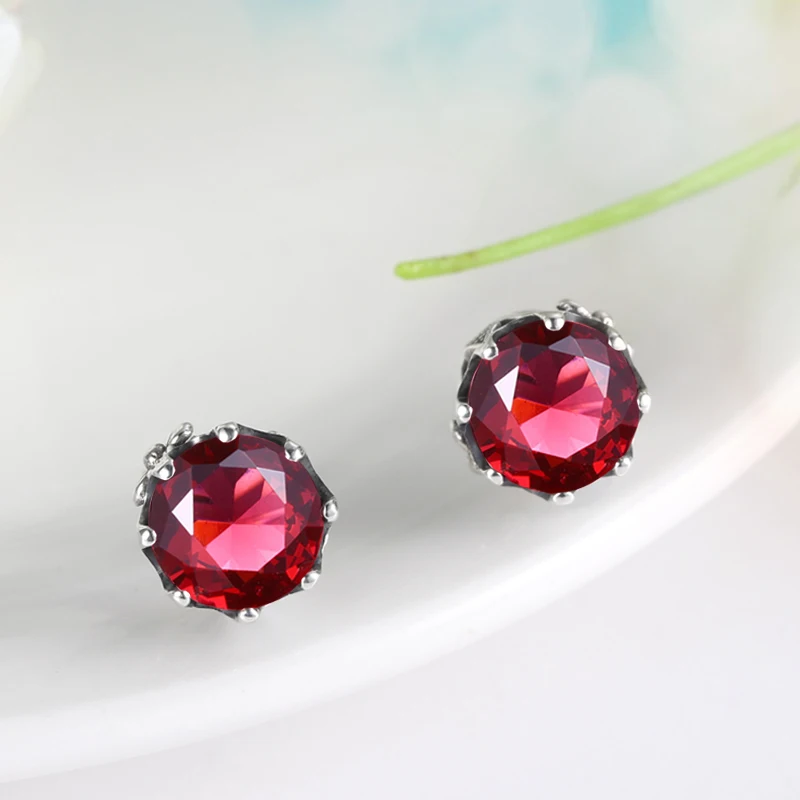 Женские серьги из серебра 925 пробы с красным Рубином карата | Украшения и