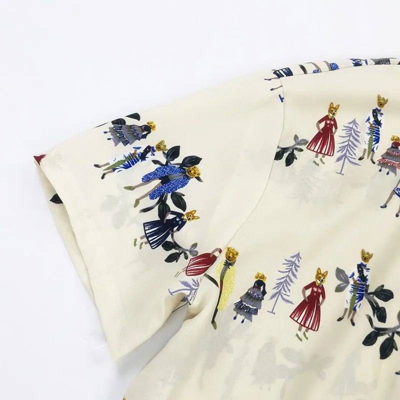 Рубашка с коротким рукавом и принтом из мультфильма Harajuku BF стильная женская блузка свободная рубашка топы Летний дизайн