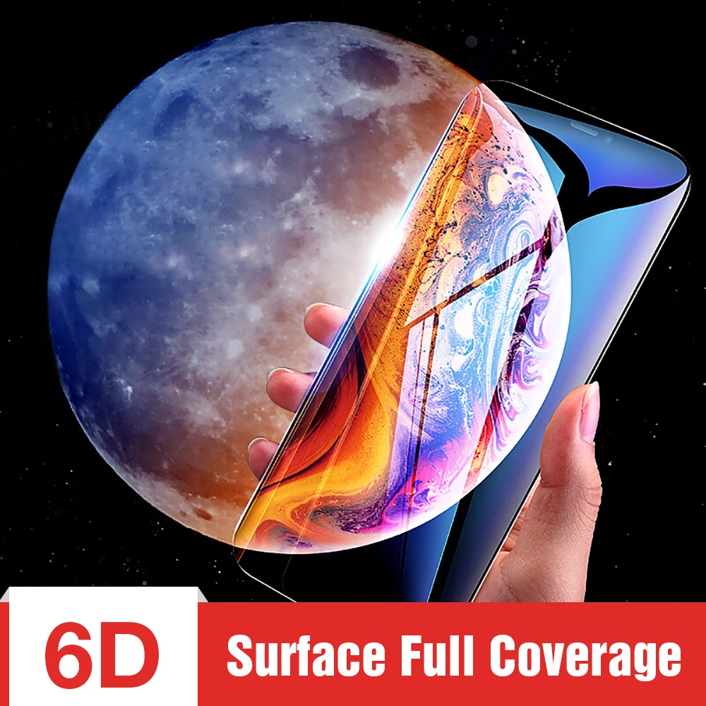 6D Защитное стекло для iPhone 7 6 XS Max защита экрана полное покрытие изогнутое s 8 Plus X 10