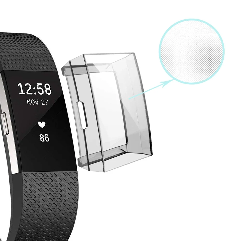 AKBNSTED ТПУ силиконовый чехол для Fitbit Charge 2 полная защитная рамка смарт-часы Защита