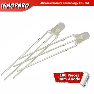 100 шт., светодиод 3 мм, круглый рассеянный красный и зеленый, два цвета, общий анод светодиодный светодиод, светоизлучающий диод