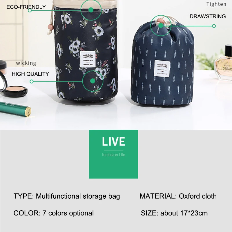 Высококачественная вместительная косметичка в форме бочонка дорожная сумка для